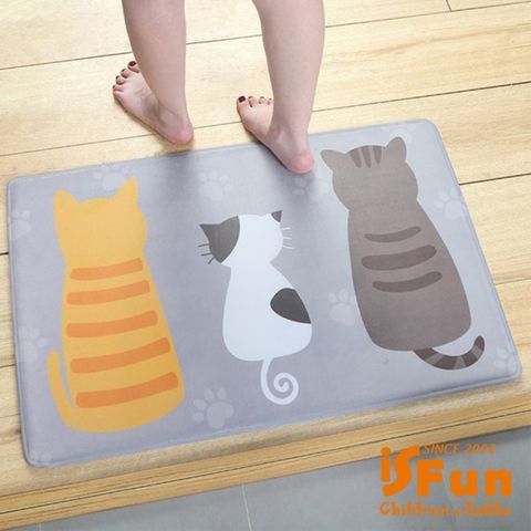 iSFun 萌貓背影療癒動物絨毛腳踏地墊50x80cm