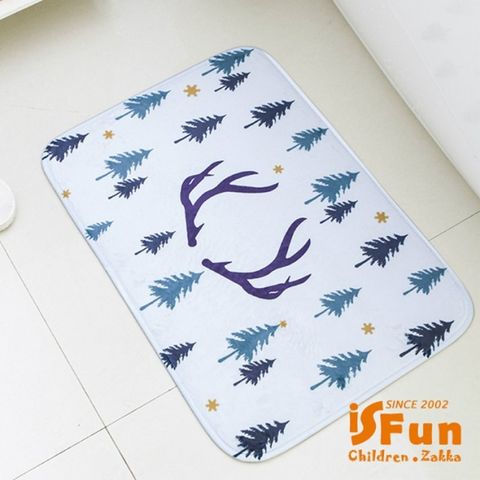 iSFun 鹿角森林療癒動物絨毛腳踏地墊40x60cm