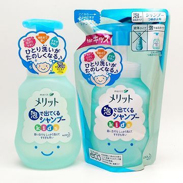 日本 Kao 花王 兒童泡沫無矽靈洗髮精 瓶裝+補充包組合