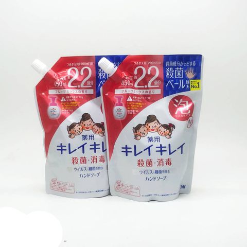 日本製 獅王 LION 泡沫洗手液補充包-2入(水果型/450ML)(1010)