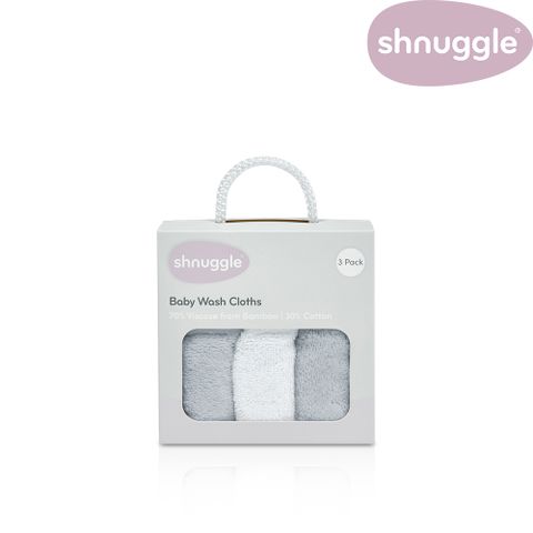 【英國Shnuggle】竹纖維小方巾-灰–可當口水巾/洗澡巾/手帕