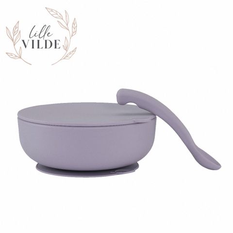 丹麥 By Lille Vilde 防滑矽膠吸盤碗(含蓋附湯匙) 漫紫款