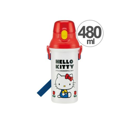 Hello Kitty 日製直飲式水壺附背帶 480ml 水瓶 兒童水壺