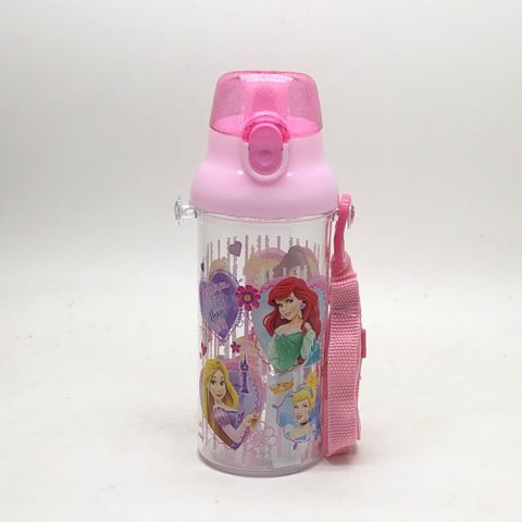 日本製 Skater 迪士尼 Disney 公主系列 透明按壓式 直飲水壺480ml(9667)