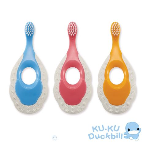 《KUKU酷咕鴨》幼兒護齒乳牙刷(藍/粉/黃)