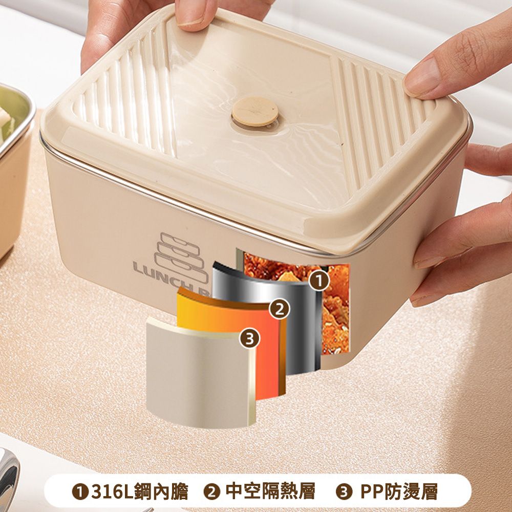  MUAN 可微波加熱便攜飯盒4入組 不鏽鋼便當盒 雙層中空防燙保溫盒 午餐盒（附贈便當袋）