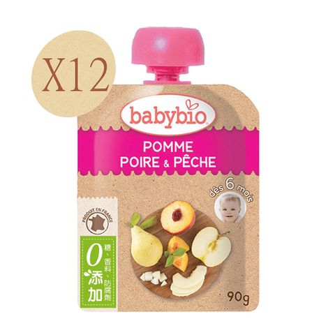 【法國Babybio】生機蘋果洋梨纖果泥90gX12《 專業嬰幼兒副食品》