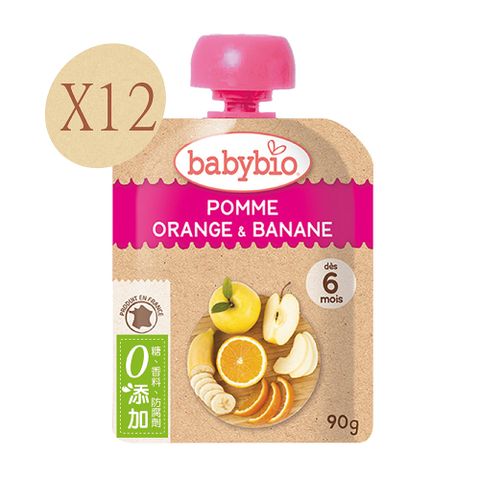 【法國Babybio】生機蘋果香橙香蕉纖果泥90gX12《 專業嬰幼兒副食品》