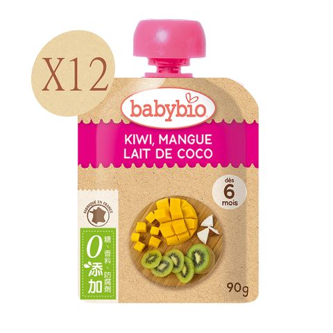 【法國Babybio】生機奇異果芒果椰奶纖果泥90gX12《 專業嬰幼兒副食品》