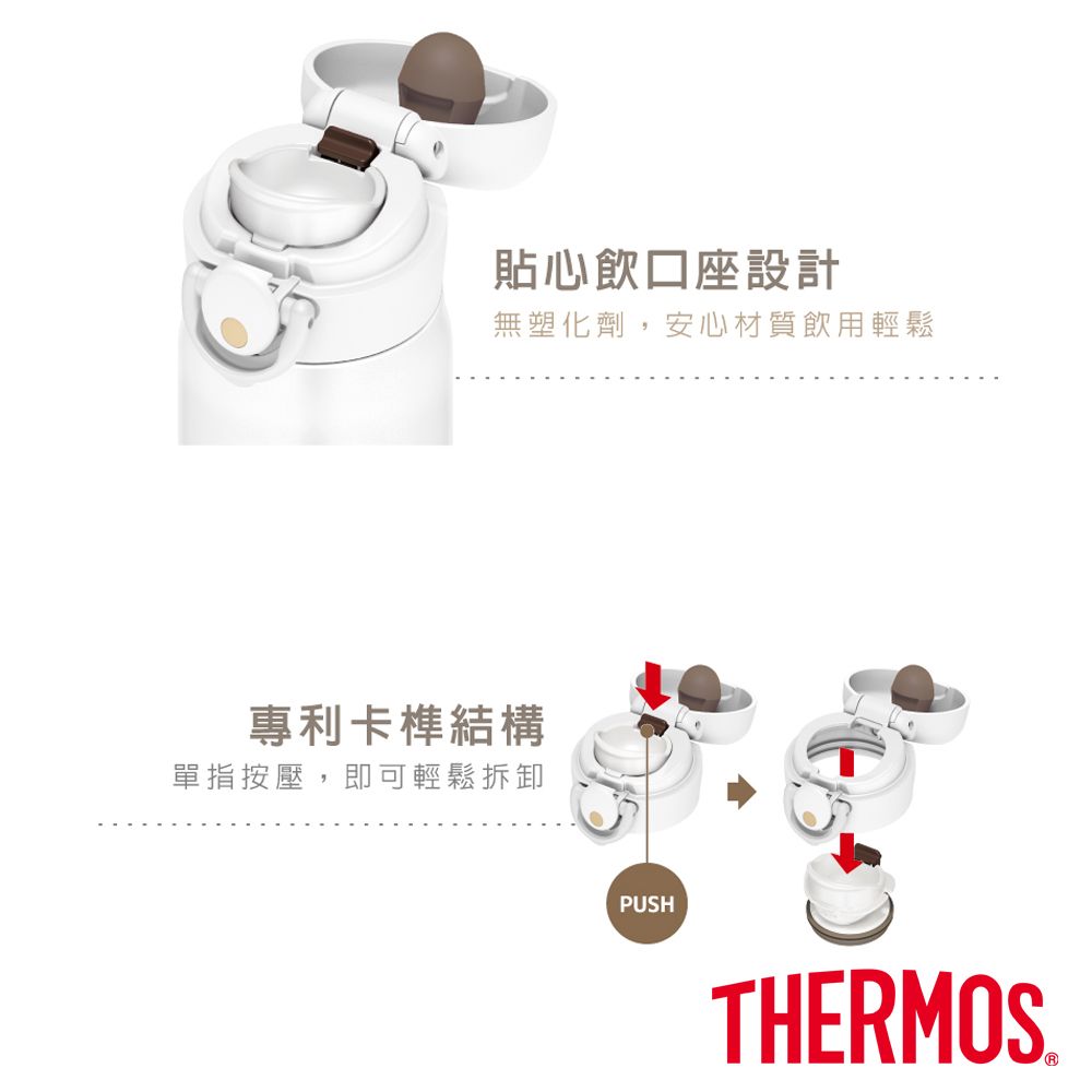 THERMOS 膳魔師 不鏽鋼輕巧變彈蓋真空保溫瓶350ml-企鵝款(JNR-350-PGBK)