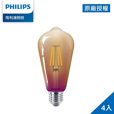 Philips 飛利浦 5.5W LED仿鎢絲燈泡 4入組 (PL909)