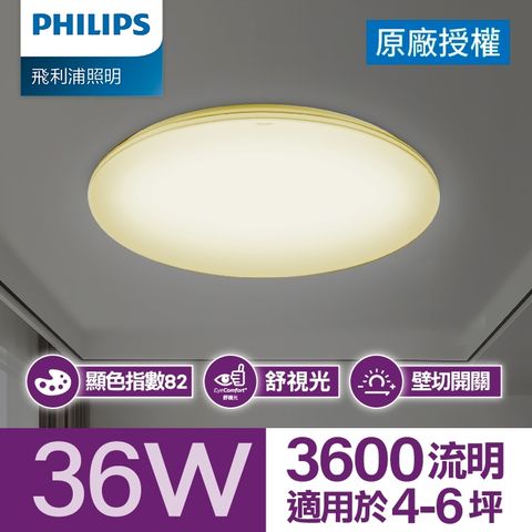★護眼專家 3年保固Philips 飛利浦 品繹 LED吸頂燈 36W/3600流明 燈泡色2700K (PA014)