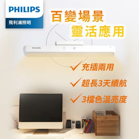 停電救星 高續航緊急照明Philips 飛利浦 66147 酷俠 LED全光譜充電燈(PD043)