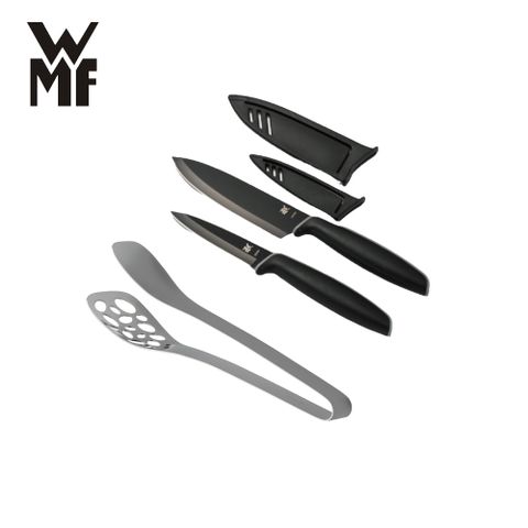 德國WMF Touch不鏽鋼雙刀組附刀套 9cm/13cm(黑色)+NUOVA 濾孔料理餐夾