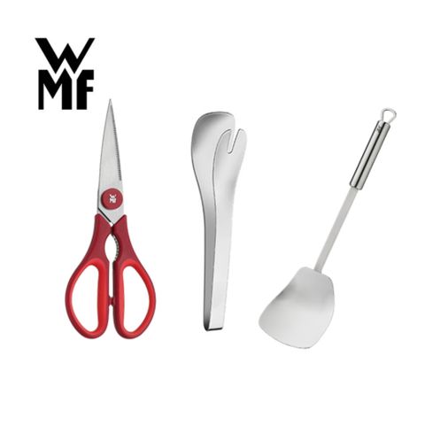 德國WMF Profi Plus系列炒鍋鏟+NUOVA系列餐夾+料理剪刀(紅色)