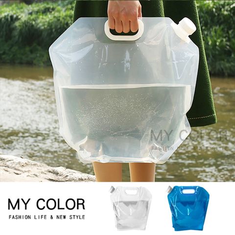 MYCOLOR 折疊手提儲水袋 H基本10L 水袋 塑料袋 裝水袋 大容量 折疊袋 加龍頭 旅行【R047】