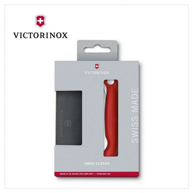 VICTORINOX 瑞士維氏  Swiss Classic摺疊式蕃茄刀及Epicurean砧板禮盒 紅 6.7191.F1