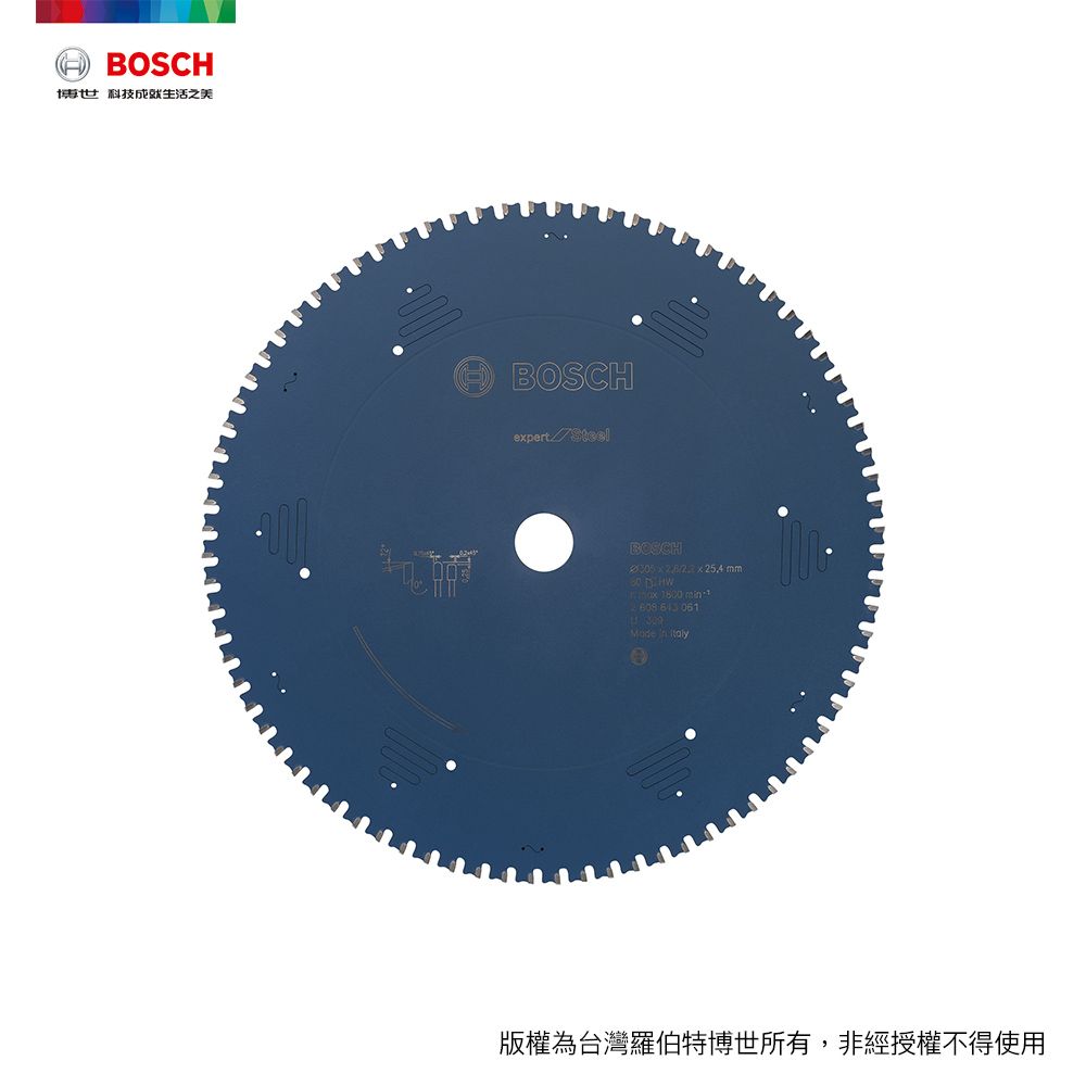 BOSCH 博世  切鐵圓鋸片 12吋  305x2.6/2.2x25.4mm T80