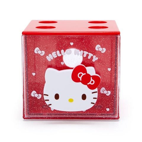 小禮堂 Hello Kitty 方形單抽收納盒 抽屜盒 堆疊收納盒 (紅 果凍文具)