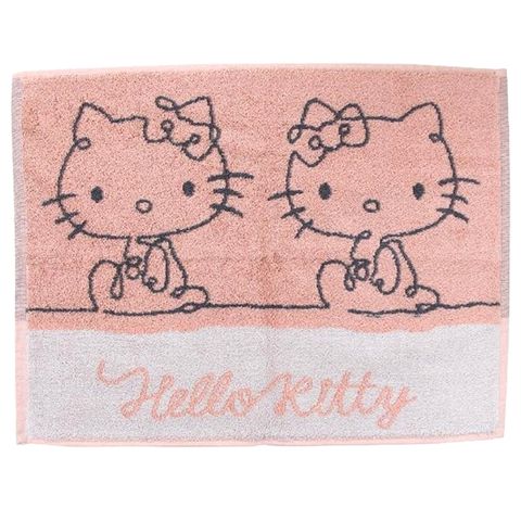 Hello Kitty 毛巾布雙面腳踏墊 (橘灰姊妹款)