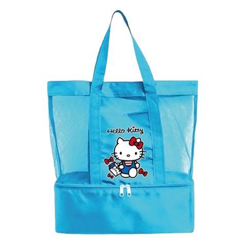 Hello Kitty 尼龍網眼透氣手提袋 (藍購物款)