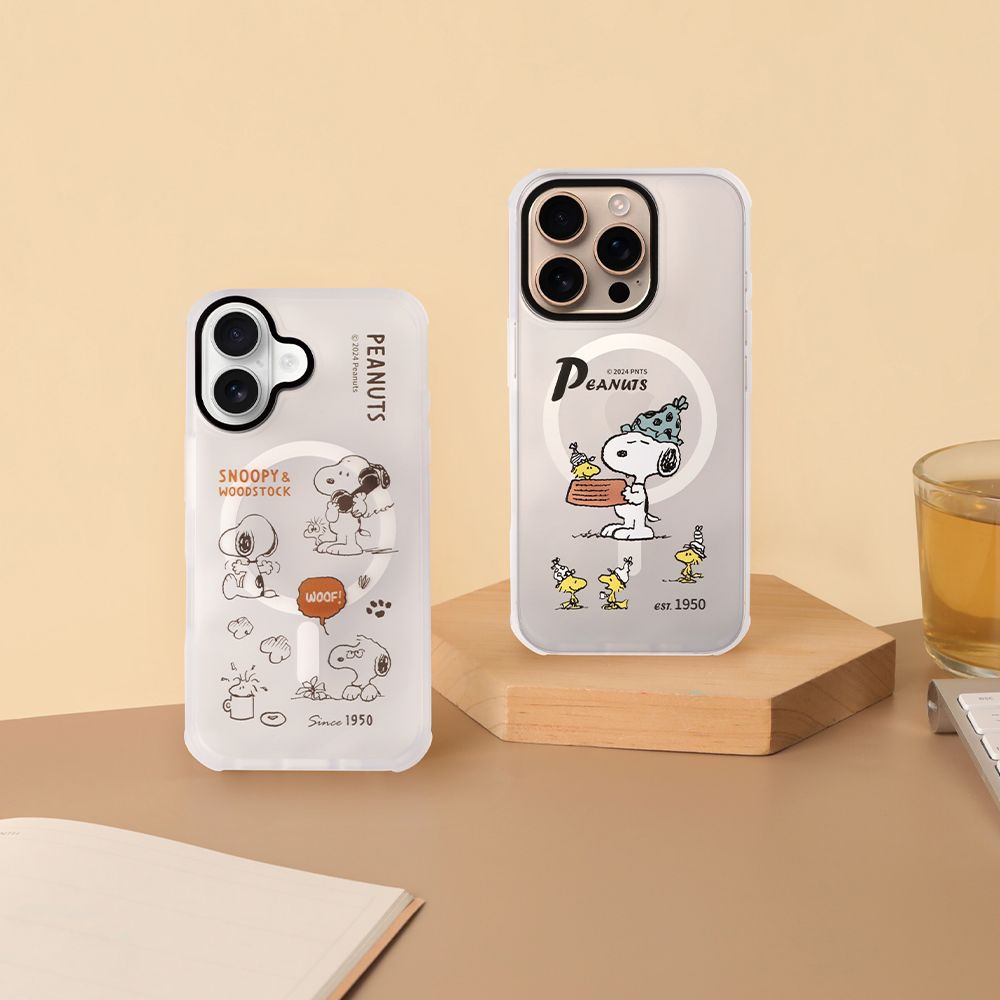 SNOOPY 史努比 Peanuts史努比手機殼iPhone 16全系列防摔手機殼-超強磁吸透明殼 16 Pro 16 plus 16 pro max