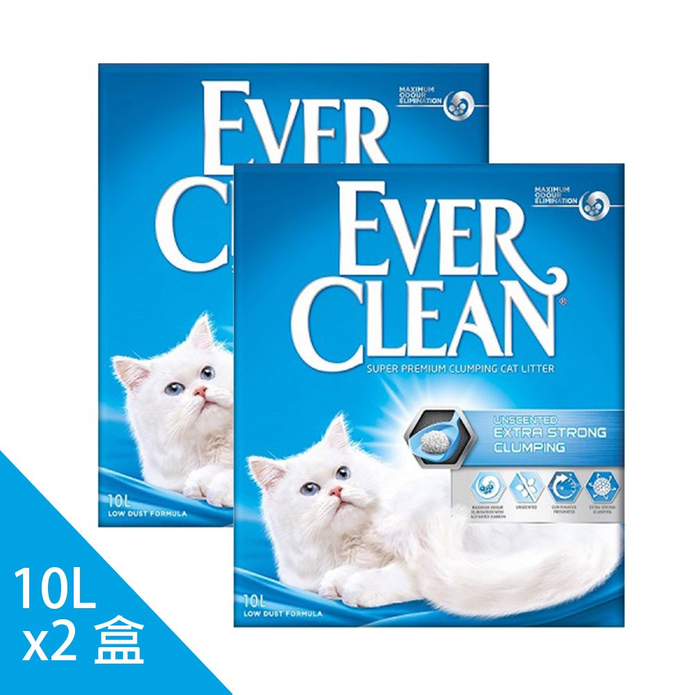 EVER CLEAN 藍鑽 [2包]【歐規EverClean】強效無香味結塊貓砂10L