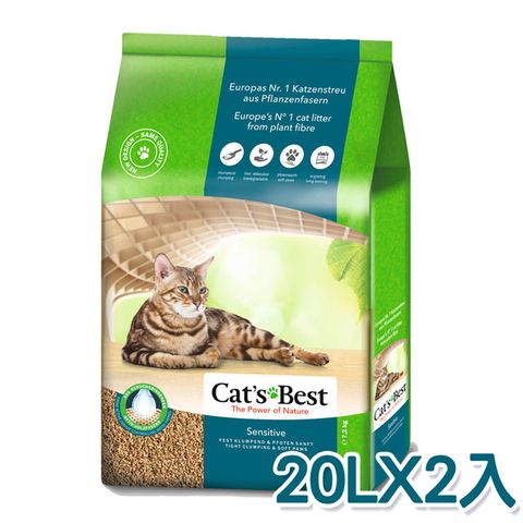 CATS BEST 凱優 德國強效除臭凝結木屑砂-黑標-20LX2入