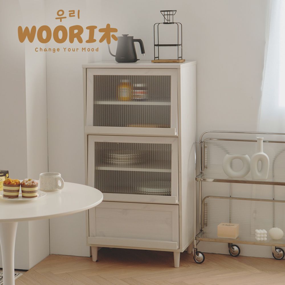 PEACHY LIFE 完美主義 WOORI木 三門廚房收納櫃(2色可選)
