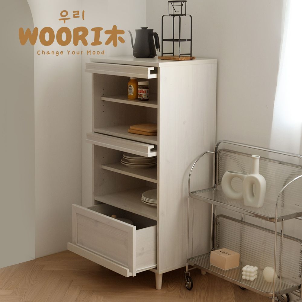 PEACHY LIFE 完美主義 WOORI木 三門廚房收納櫃(2色可選)