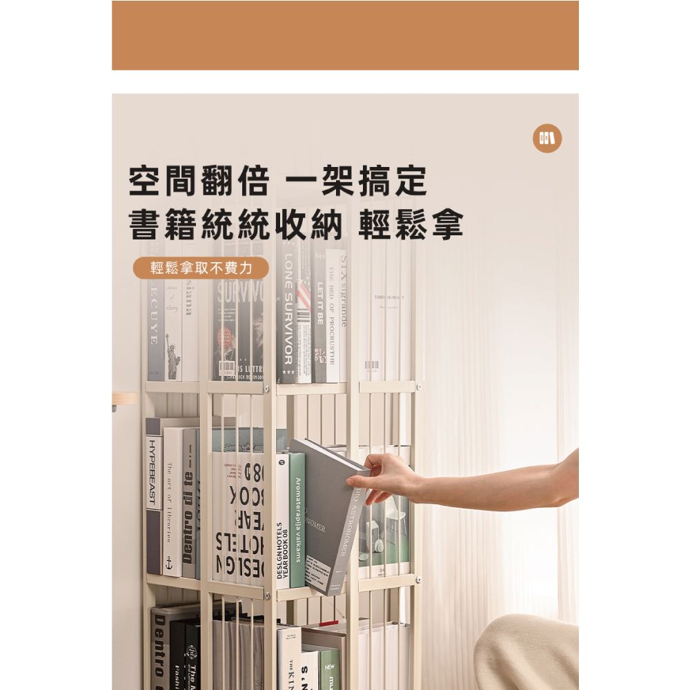 慢慢家居 360旋轉超耐重加厚碳鋼可移動書架(五層)