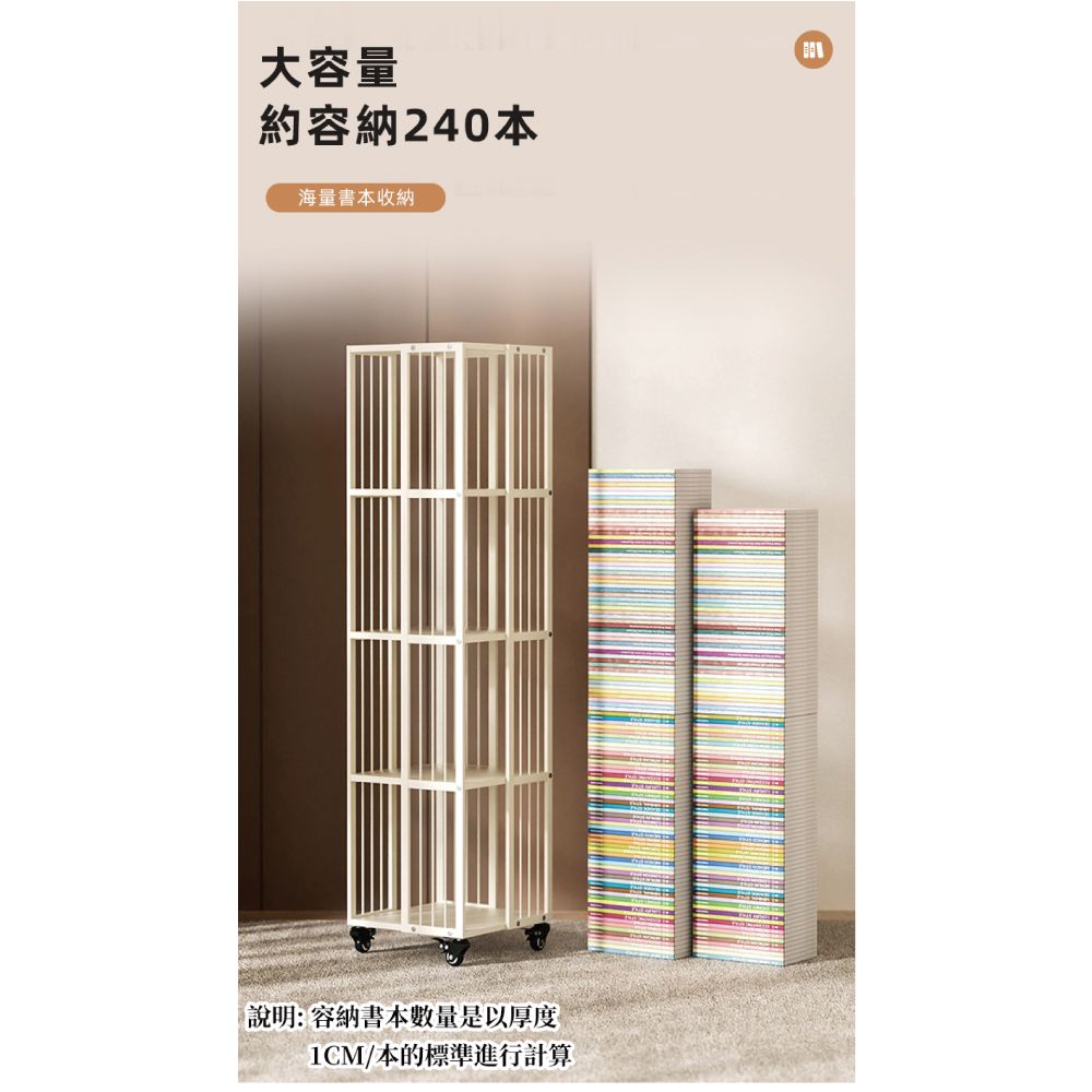 慢慢家居 360旋轉超耐重加厚碳鋼可移動書架(五層)