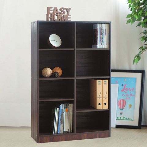 AS-亞爾維斯胡桃色八格開放置物櫃DIY-77.4x29.5x121.8cm