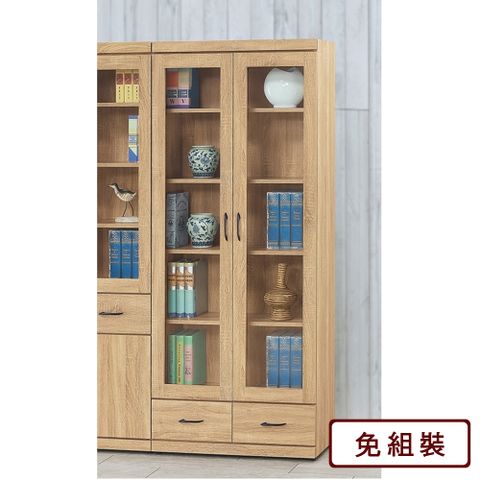 AS-伊文妮兩抽雙門原切橡木色書櫃-80x33x182cm