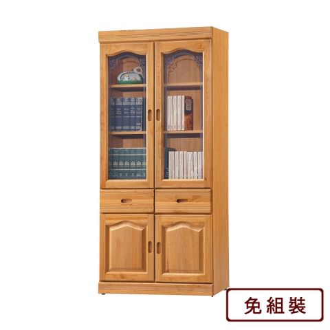 AS-格蒂中抽四門3x6尺正赤木書櫃-82x40x182cm