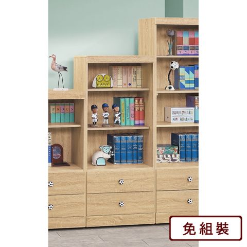 AS-凱夫兩抽三層原切橡木色5尺高書櫃-60x39x149cm
