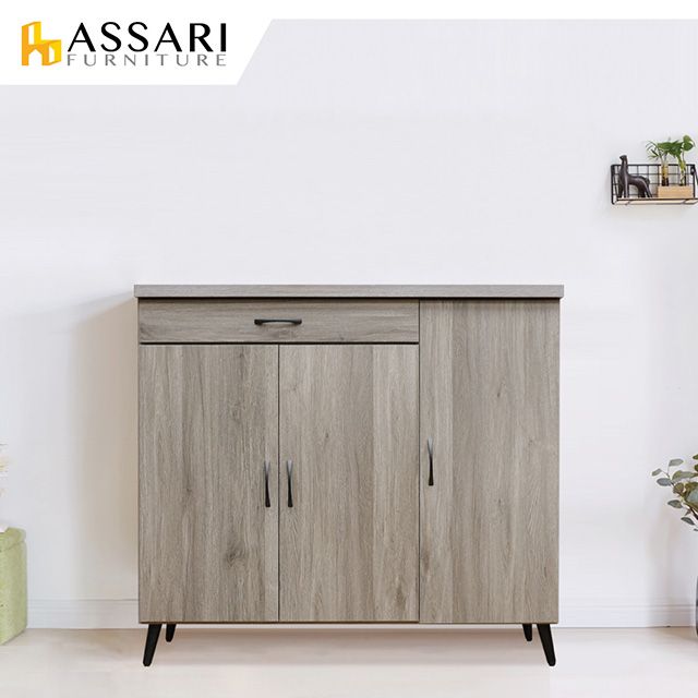 ASSARI -艾維斯木心板附抽4尺鞋櫃(寬120x深37x高107cm)