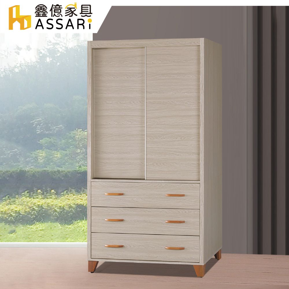 ASSARI -艾力3.5尺推門衣櫃(寬106x深58x高201cm)