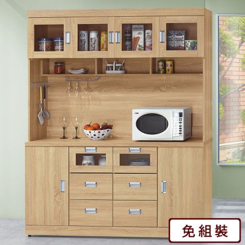 AS雅司-莫拉塔原橡美耐板5.3尺餐櫃(全組)-160.2×43×205.5cm