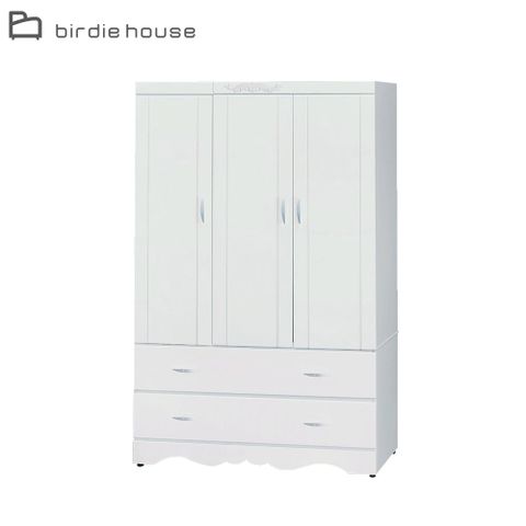 Birdie-費爾3.8尺白色三門二抽衣櫃/衣櫥