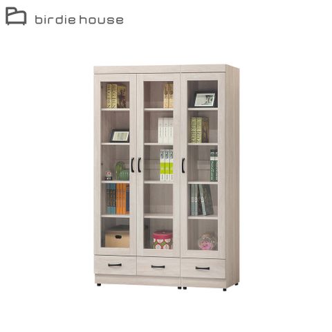 Birdie-威爾4尺多功能收納書櫃/展示置物櫃組合(二門二抽+一門一抽)