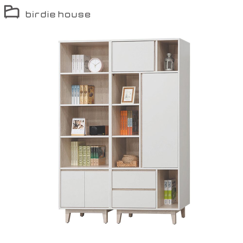 Birdie -賴森4.6尺多功能開放式收納書櫃/展示置物櫃組合(二門二抽五格+四格二門)