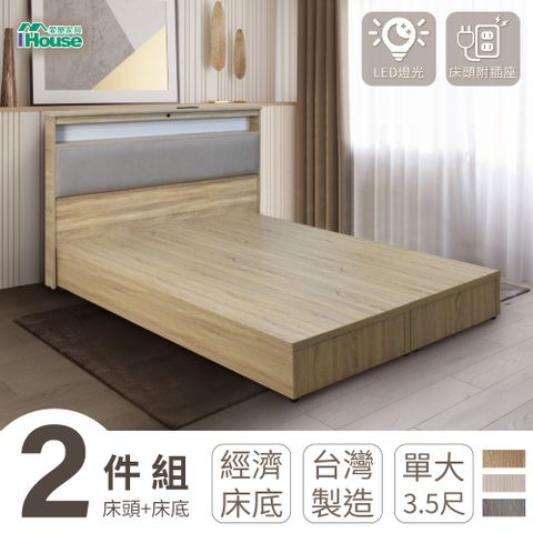 IHouse 愛屋家具 日式匠心床頭+床底 房間組兩件-單人加大3.5尺