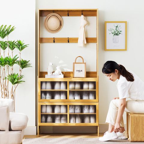 【HappyLife】楠竹玄關衣帽收納鞋櫃/原色70CM (Y10806)