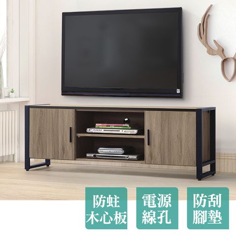 Boden-艾南5尺工業風電視櫃/長櫃/視聽櫃(灰橡色)