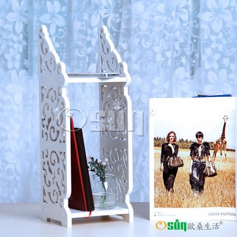 【Osun】木塑板 歐式白色雕花經典巴洛克桌上型層架(CE-178_BLK16)