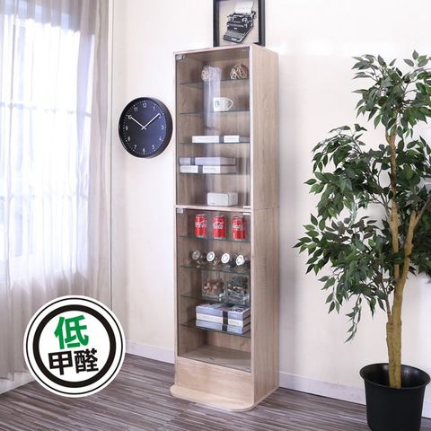 BuyJM低甲醛漂流木色強化玻璃180cm展示櫃/公仔櫃/置物櫃