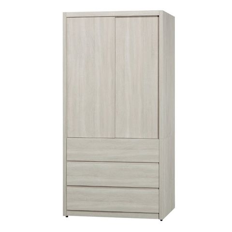【MUNA】莫托斯3.2X7尺鋼刷白色推門衣櫥/衣櫃
