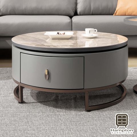 Hampton艾麗莎岩板旋轉大茶几