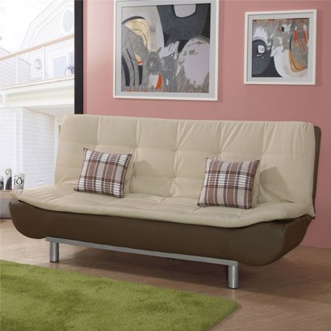 [文創集]馬塞  現代雙色機能貓抓皮革沙發/沙發床(展開式機能設計)